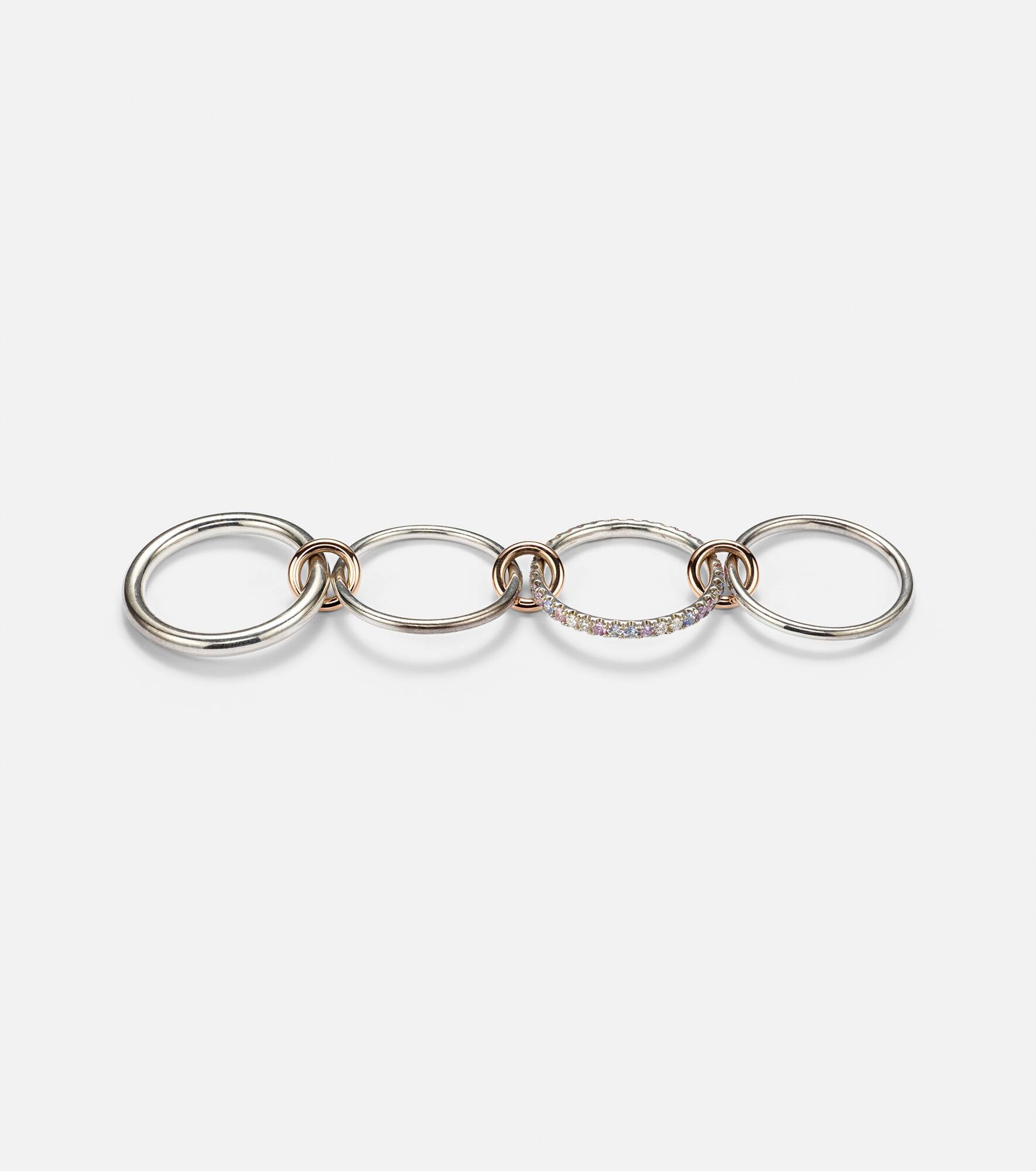 Nimbus sterling silver linked rings with sapphires, tanzanite and white diamonds - 4