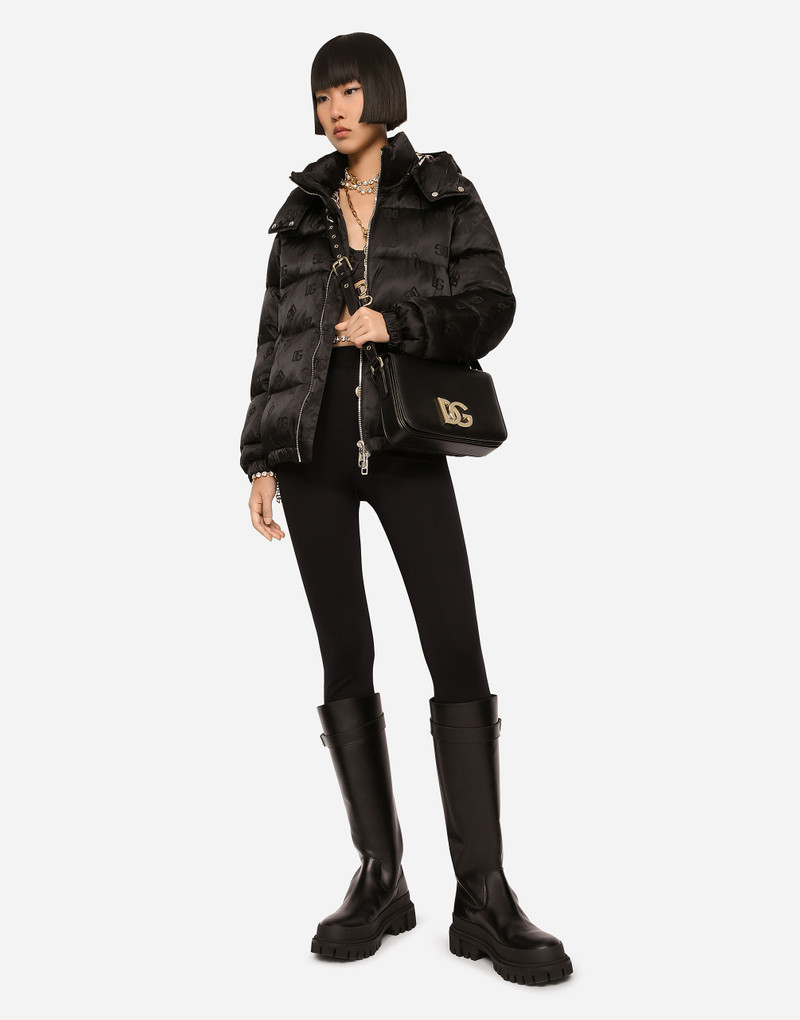 Satin jacquard down jacket with all-over DG logo 3