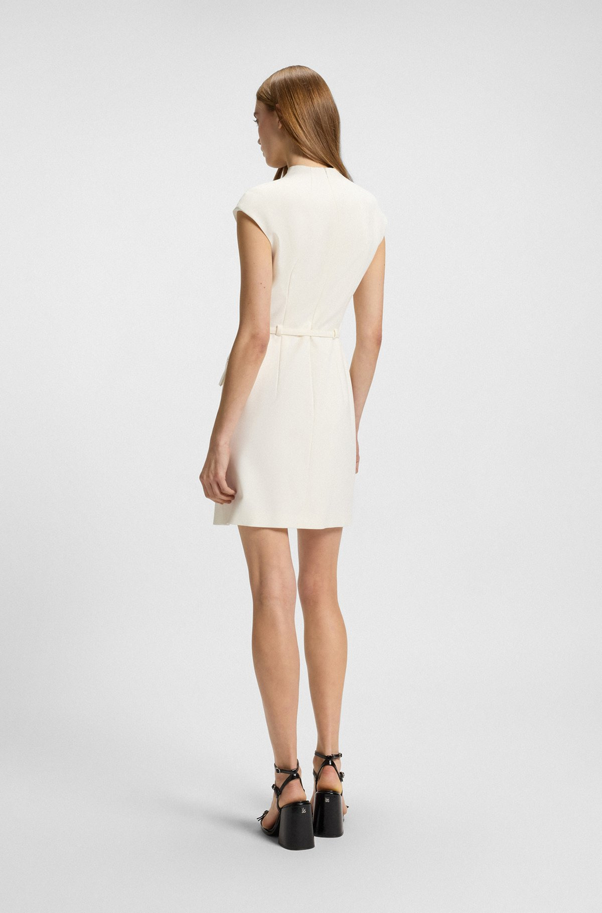 SHIFT DRESS WITH POCKETS AND BELT DETAIL - 4