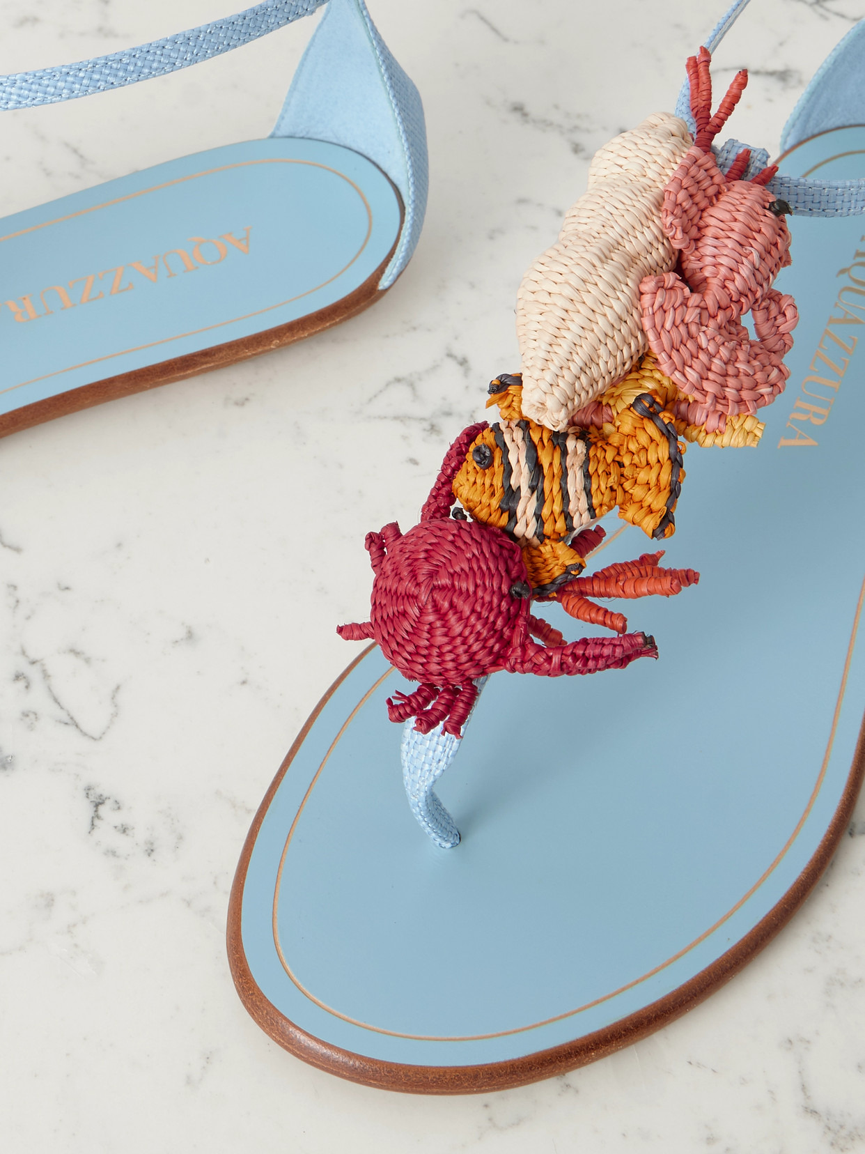 Gypsea Embellished Woven Raffia Sandals - 4