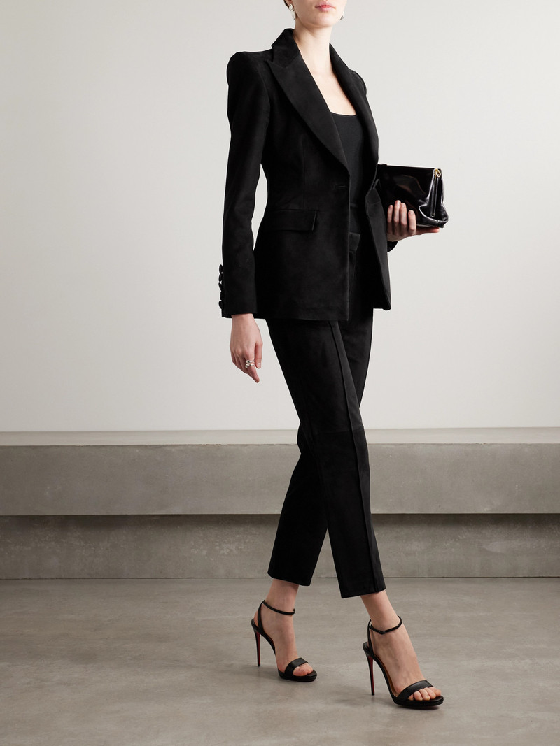 ALEX PERRY Cropped Slim-leg Suede Pants outlook