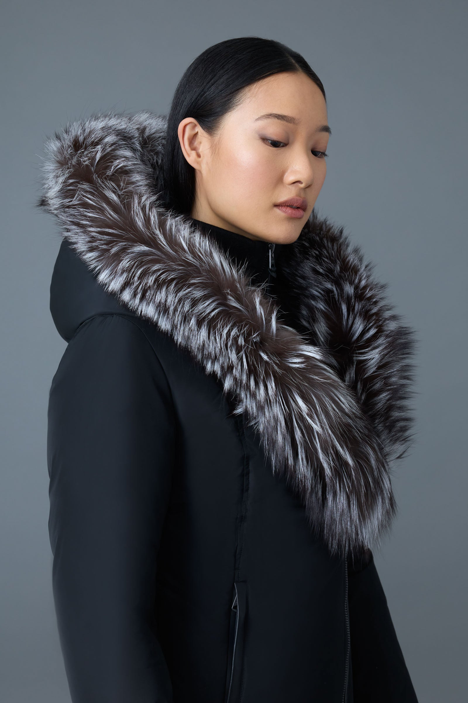 ADALI Down coat with silver fox fur Signature Mackage Collar - 5