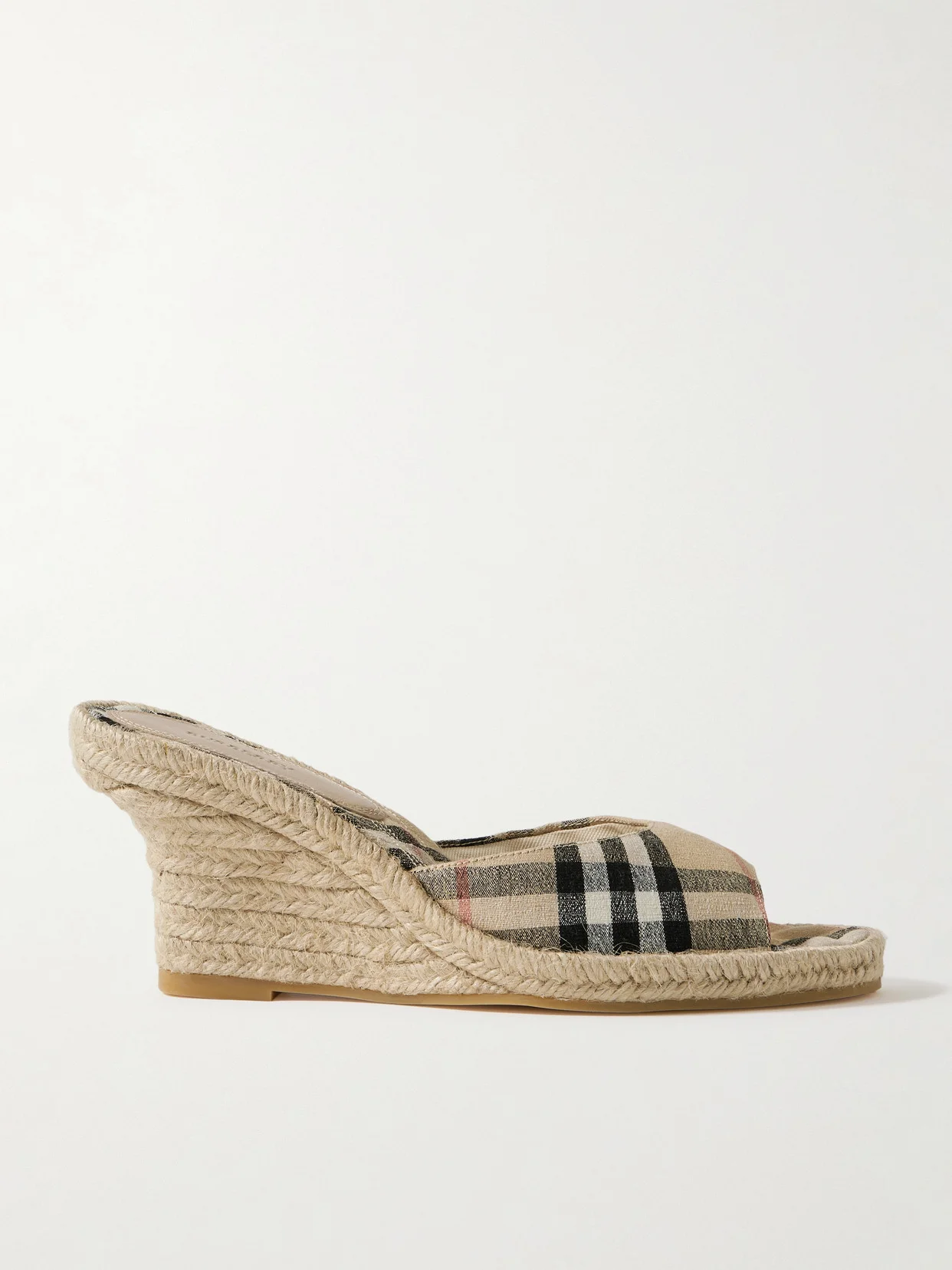 Checked Canvas-jacquard Espadrille Wedge Mules - 1