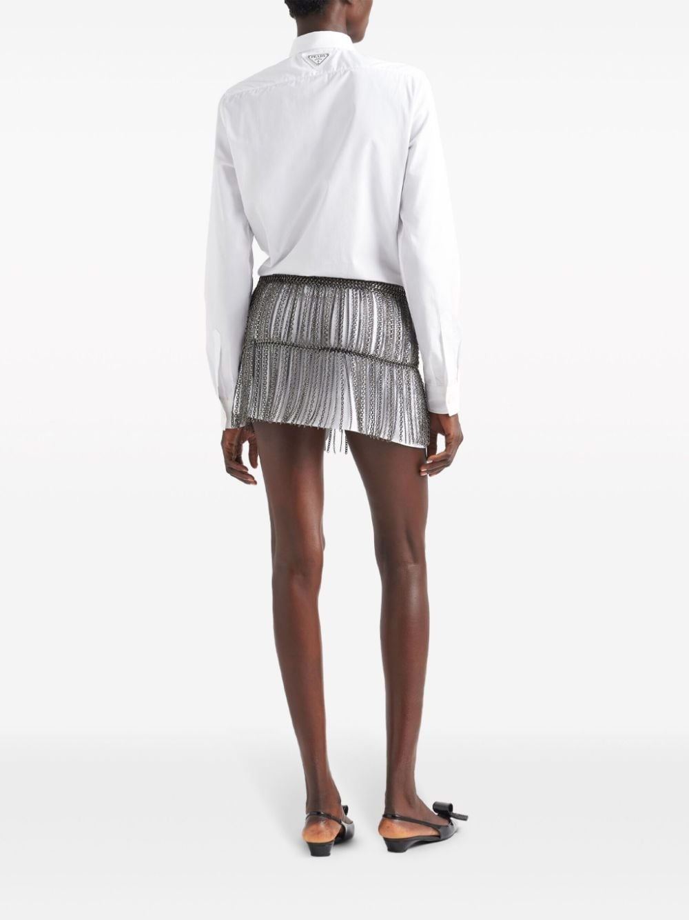 metal-chain fringed mini skirt - 3