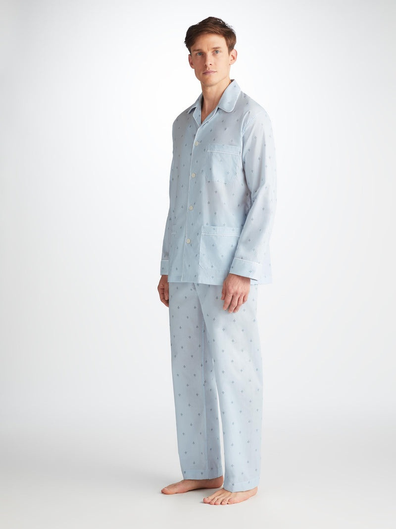 Men's Classic Fit Pajamas Nelson 100 Cotton Batiste Blue 3