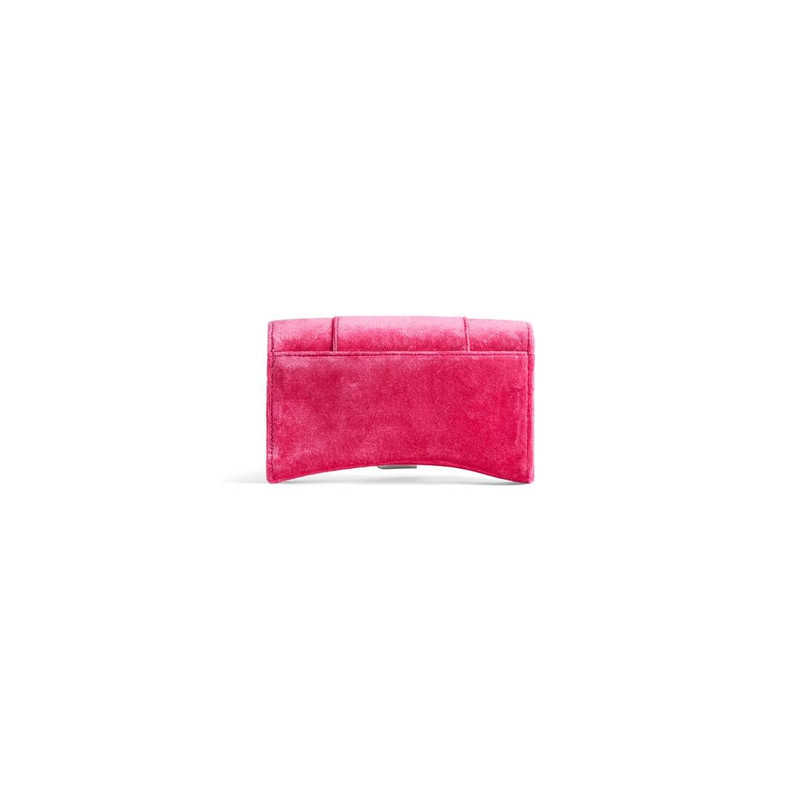 Women's Hourglass Wallet On Chain Velvet Jersey in Bright Pink 6