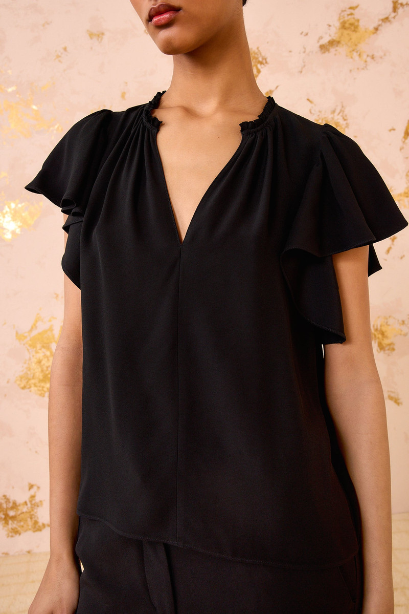 ULLA JOHNSON Lilo Flutter Sleeve Blouse outlook