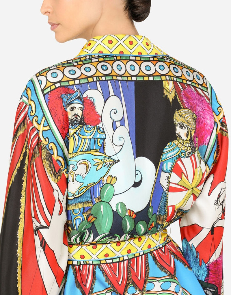 Belted Carretto-print 잠옷 셔츠 5