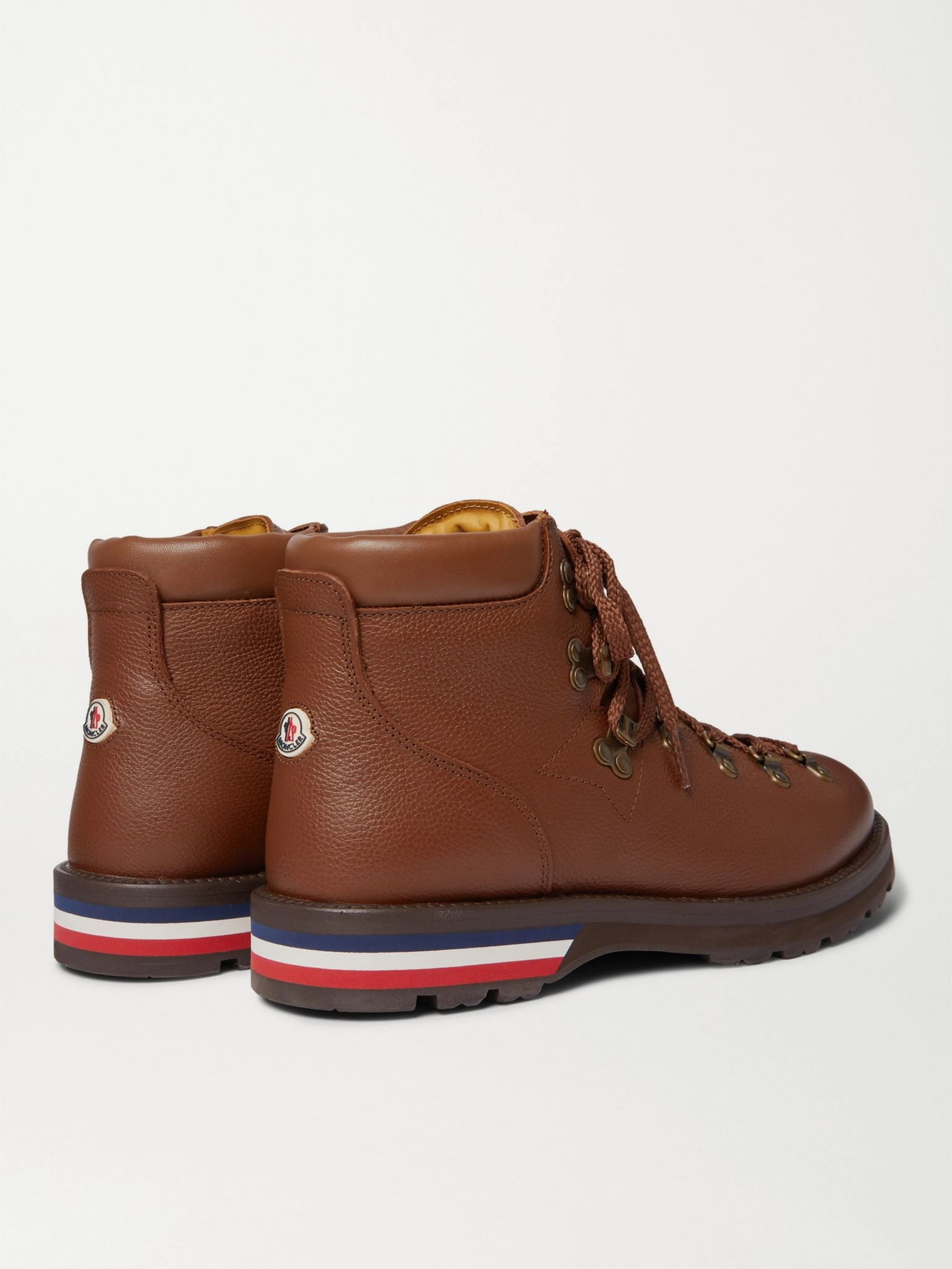 Striped Full-Grain Leather Boots Brown - 5