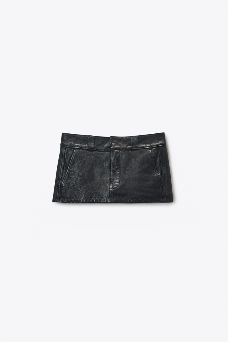 Black Worn Moto Leather Mini Skort 1
