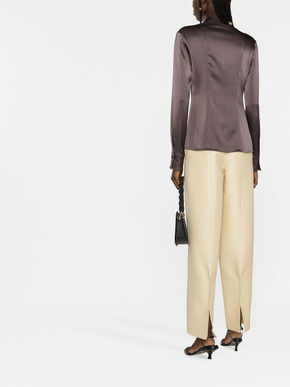 oversized-collar fitted shirt - 4
