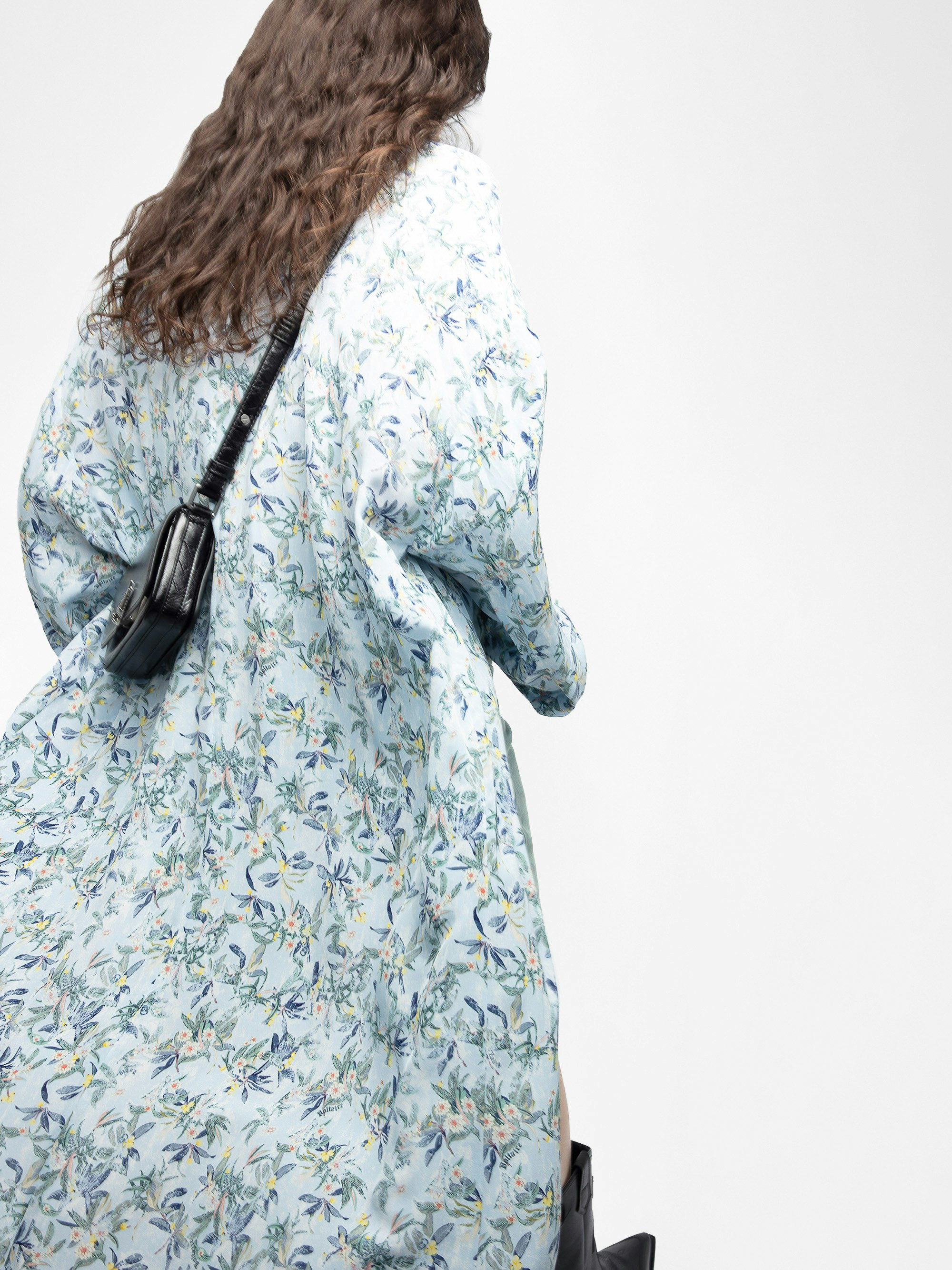 Long Viscose Floral Blue Kimono - 6