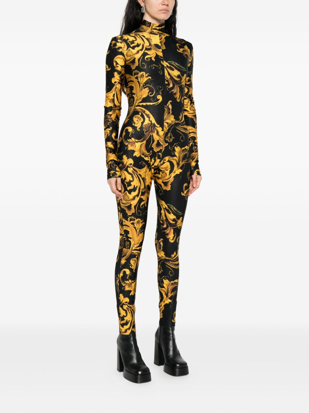 baroque-print high-neck jumpsuit - 3