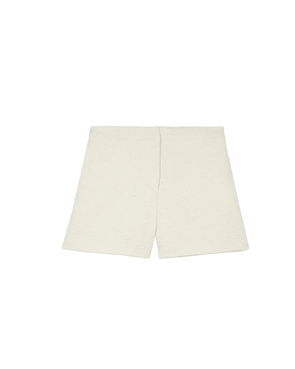 TAILORED SHORTS IN ECRU TWEED - 1