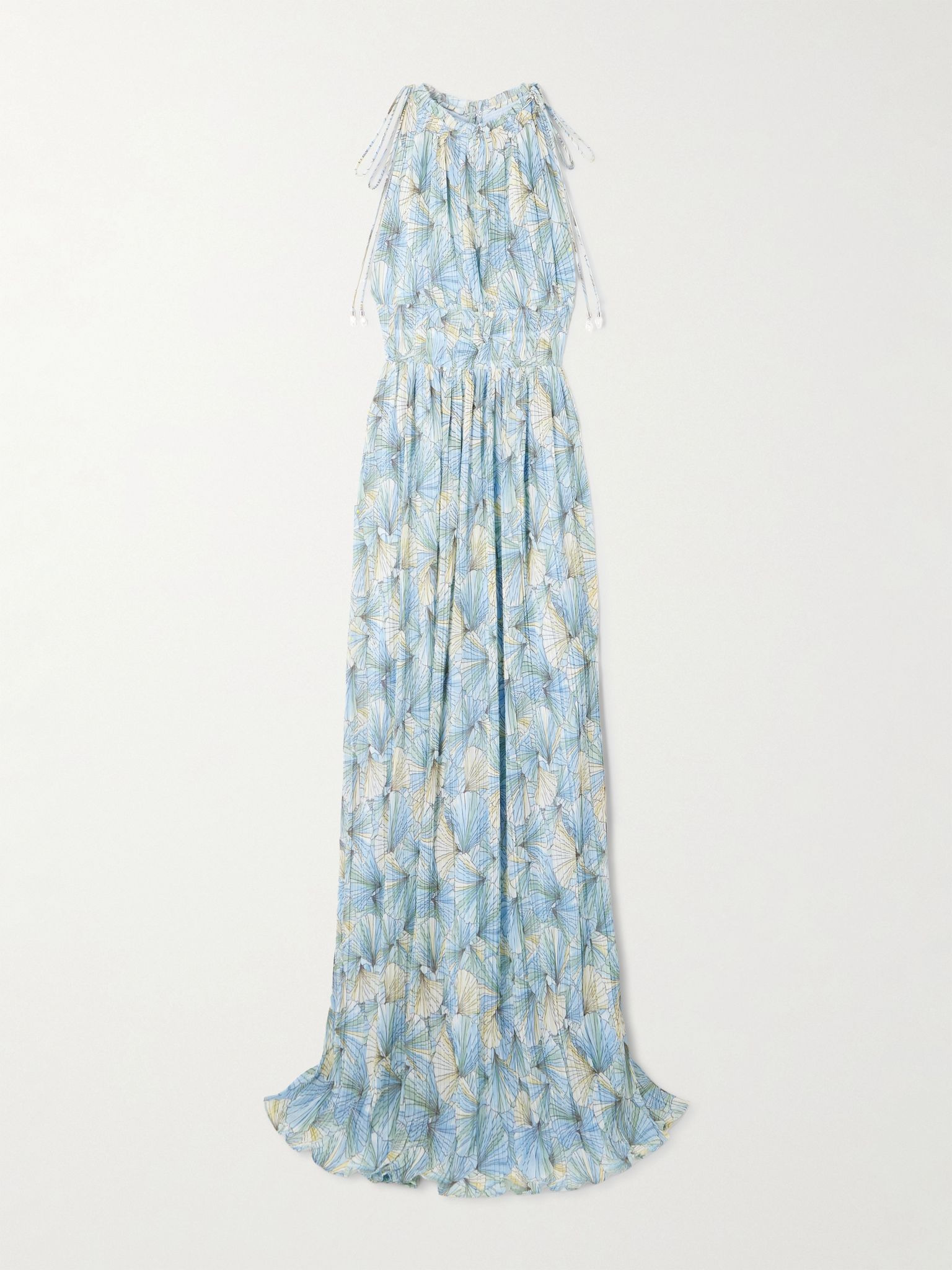 Yardley printed plissé-chiffon maxi dress Blue - 1