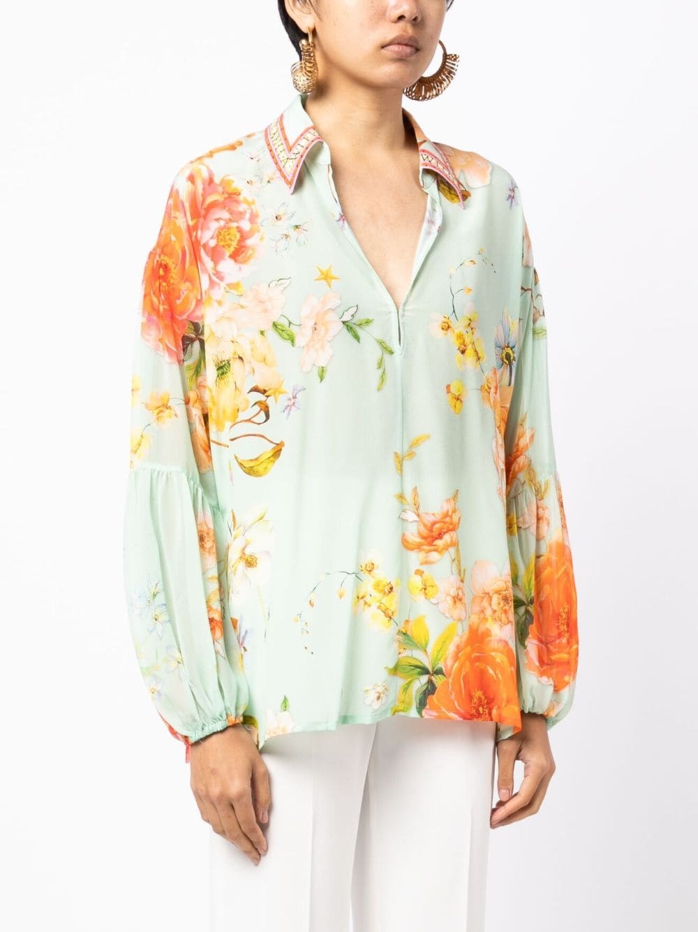 Vintage Collar floral-print blouse - 3