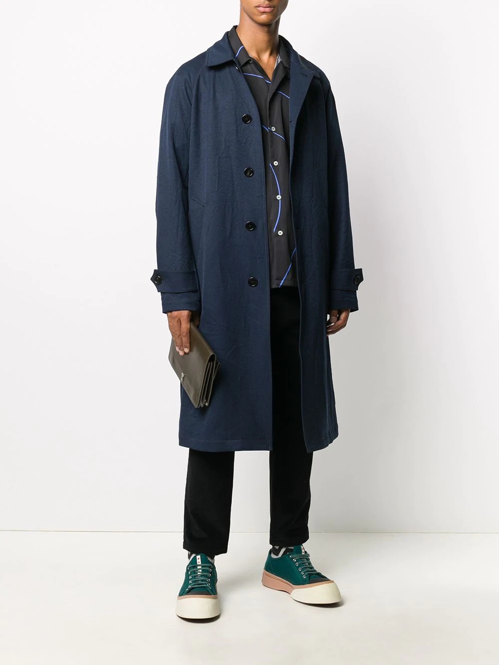 single-breasted mid-length coat - 2