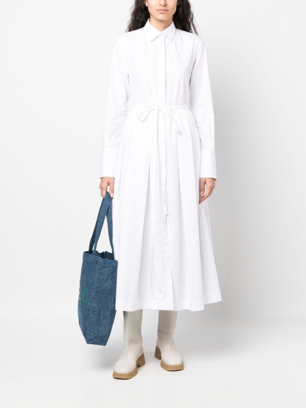 ワンピース PATOU COTTON SHIRT DRESS WITH LOGO EMBROIDERY PATOU embroidered logo shirt dress | REVERSIBLE