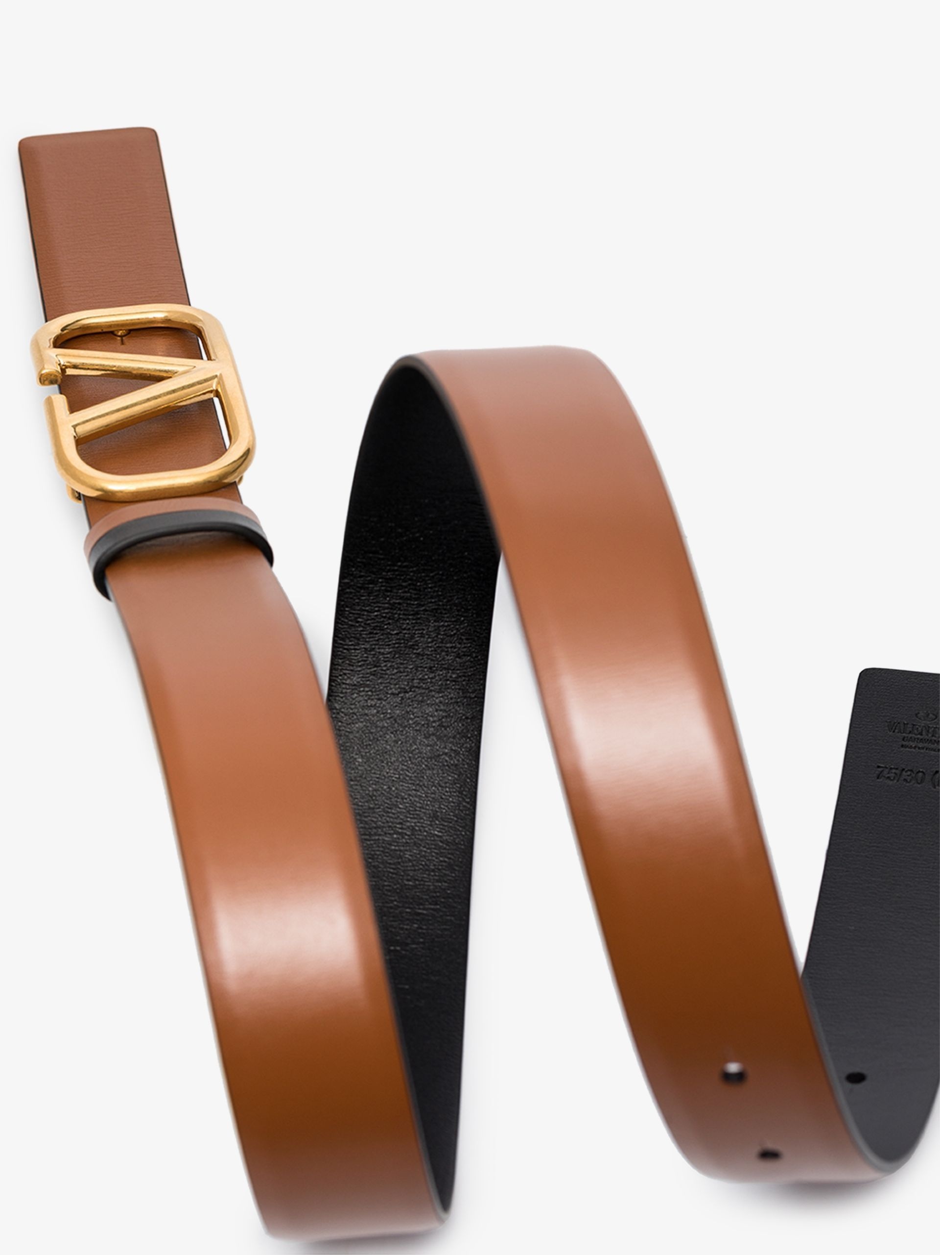Brown VLogo Signature Reversible Leather Belt - 2