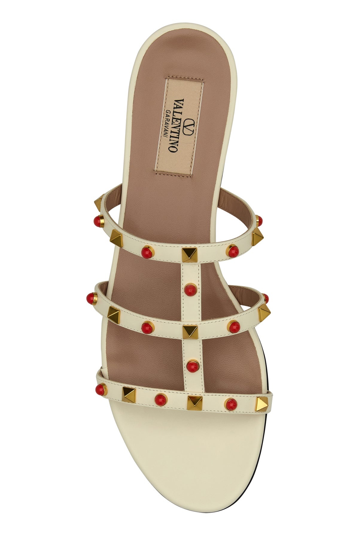 White leather Studs slippers - 4