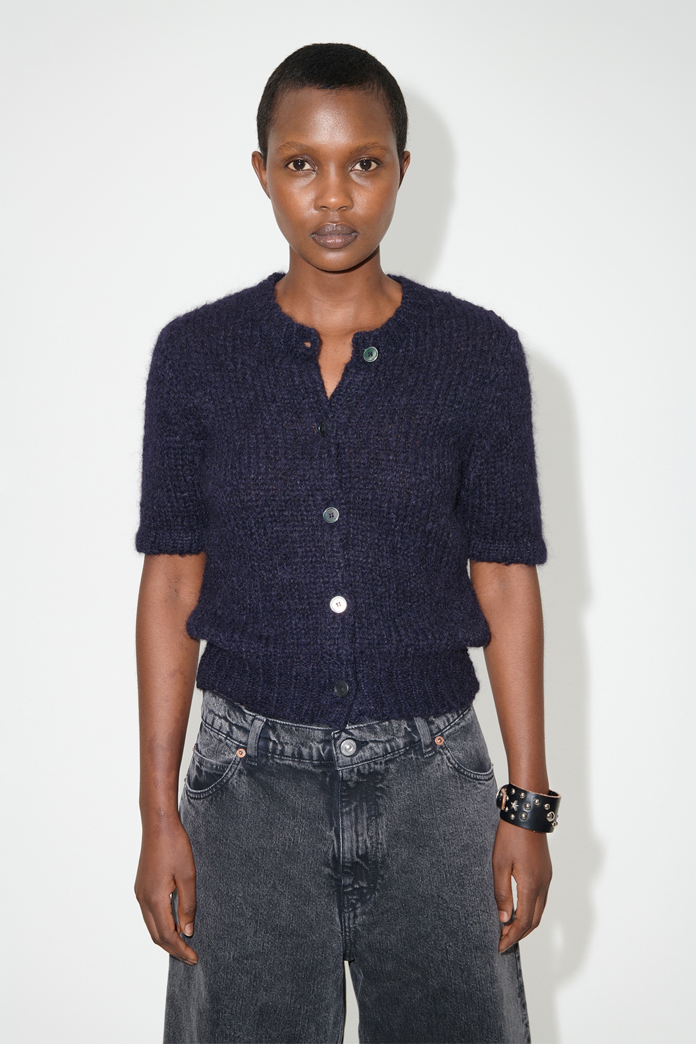 Shrunken Shortsleeve Navy Fuzzy Mohpaca - 7