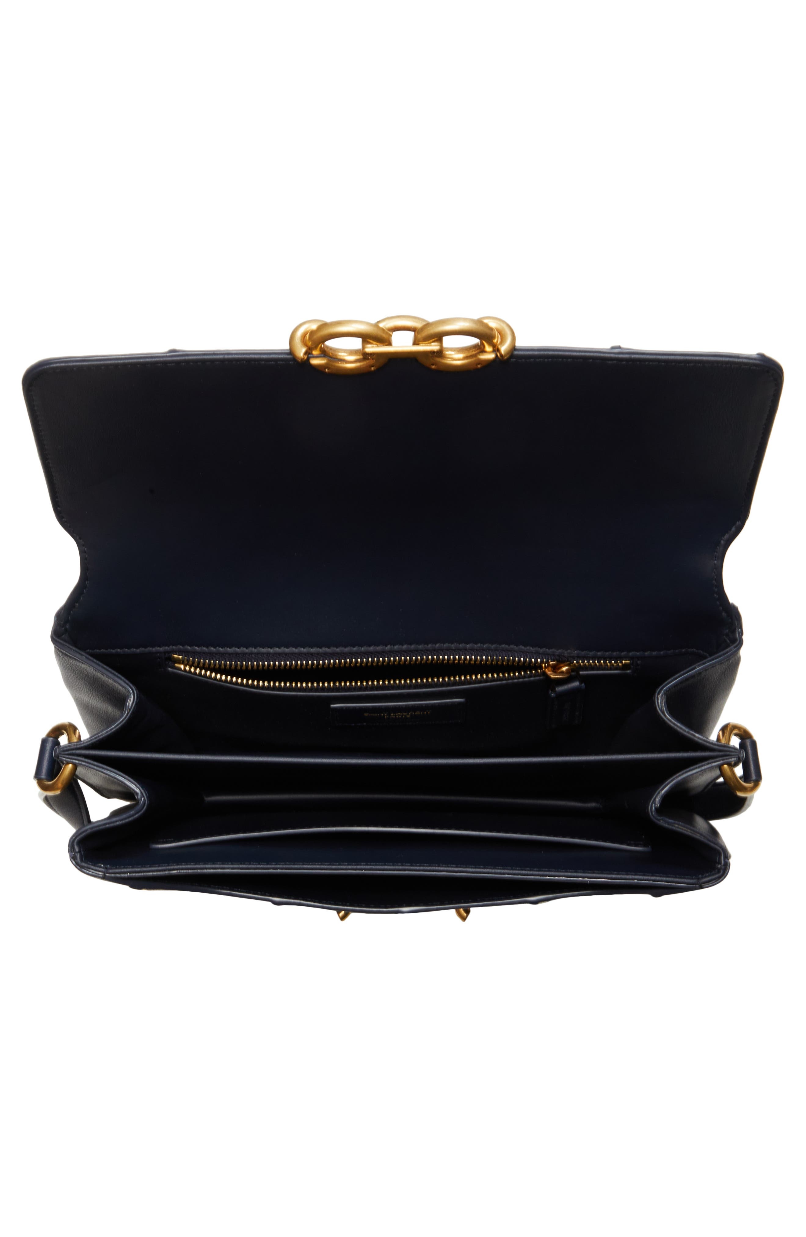 Saint Laurent Le Maillon Quilted Leather Shoulder Bag in Marine/Marine/Argent at Nordstrom - 5