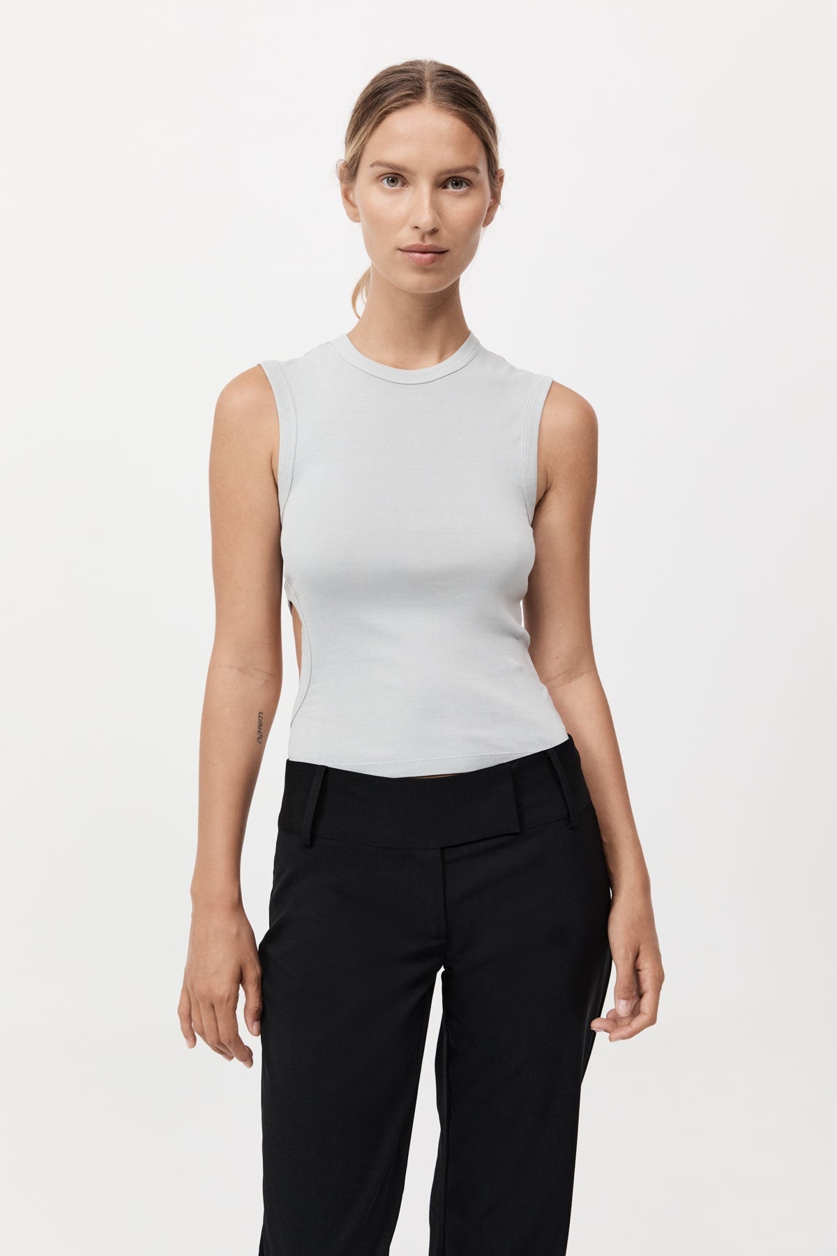 Organic Cotton Cut Out Tank - Silver - 2