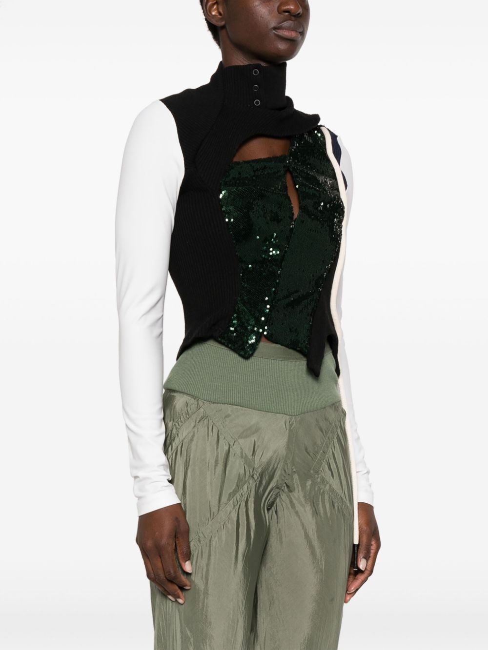 sequin-embellished panelled top - 3