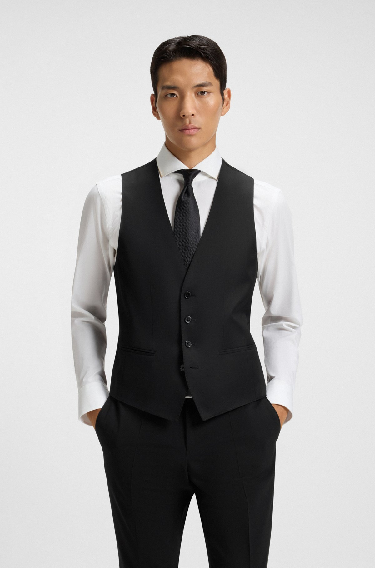 SINGLE-BREASTED WAISTCOAT IN VIRGIN-WOOL SERGE - 2