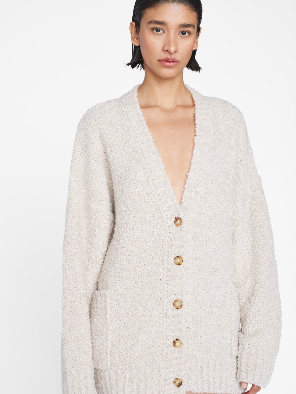 Boucle Cardi in Oatmeal Heather - 4