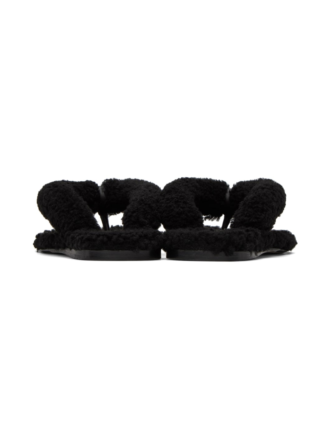 Black Rio Shearling Sandal - 2