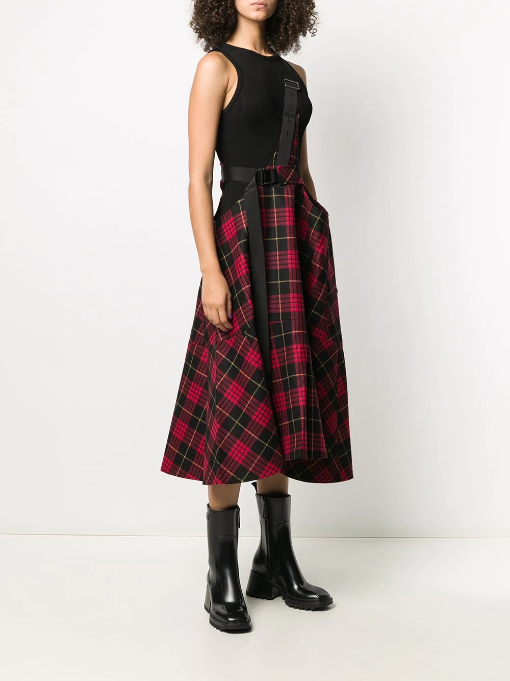 crossover strap tartan skirt - 3