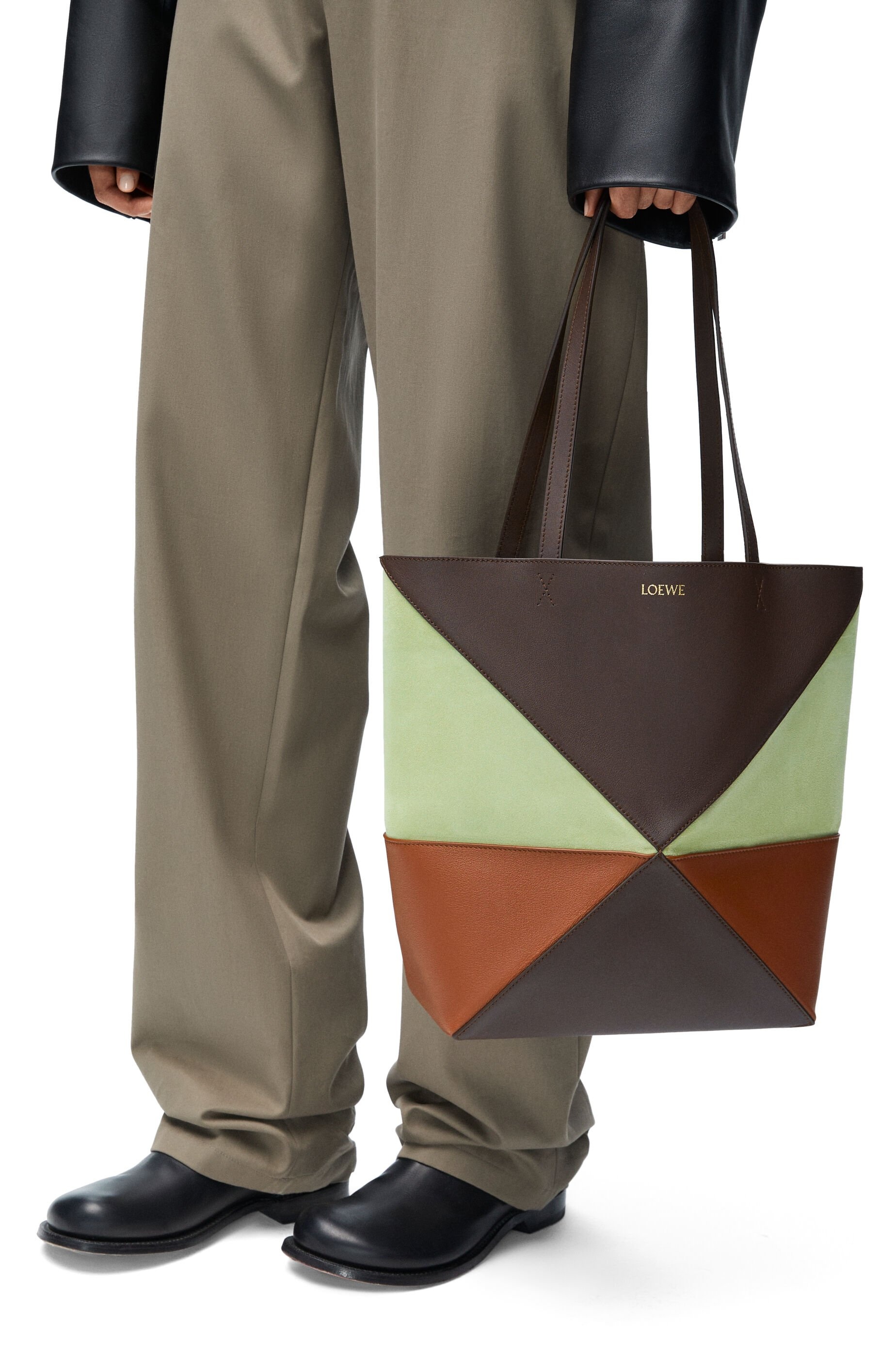 Medium Puzzle Fold tote in calfskin and suede - 2