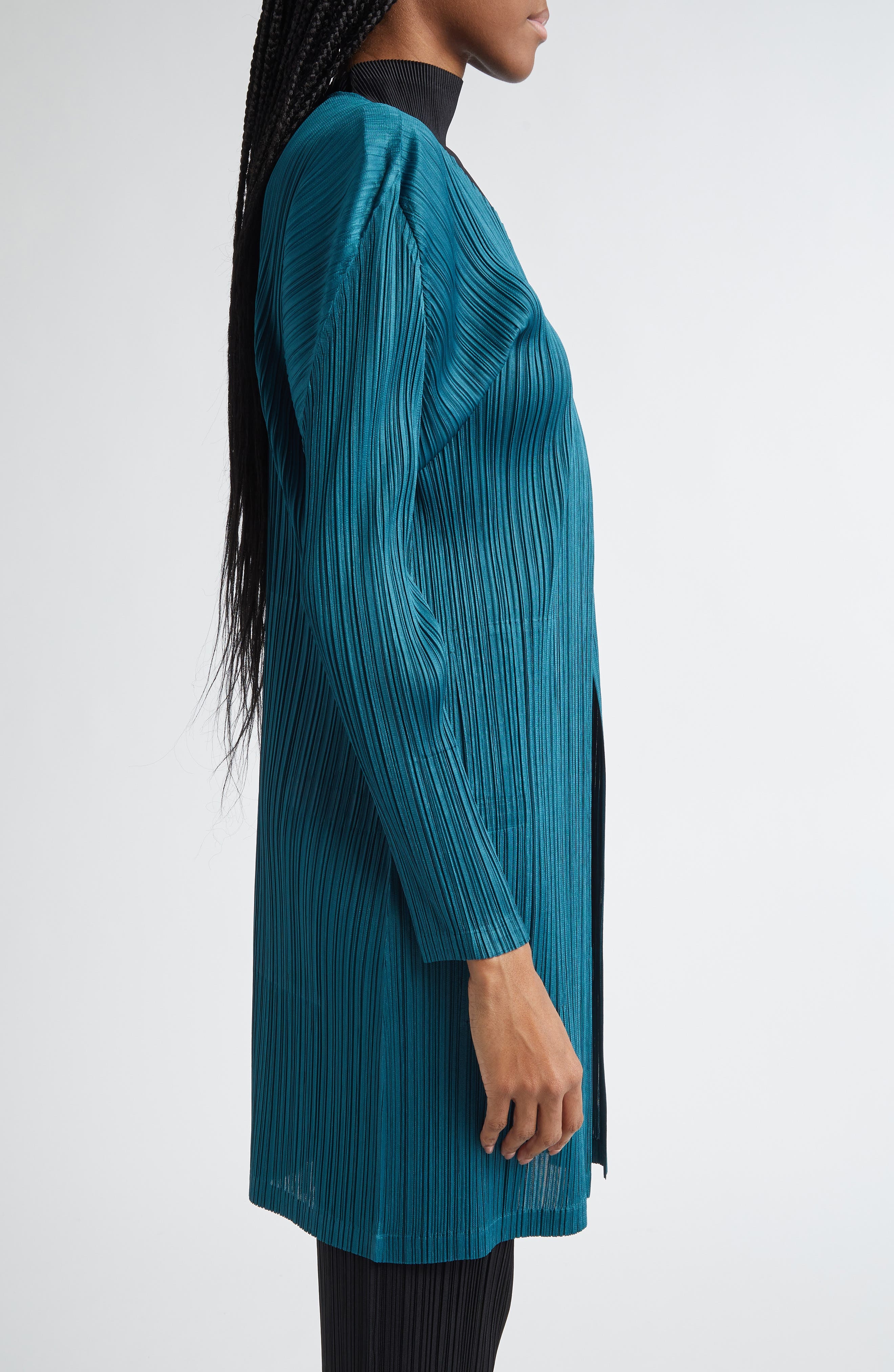 Pleats Please Issey Miyake Monthly Colors January Pleated Cardigan in Blue Green at Nordstrom - 3