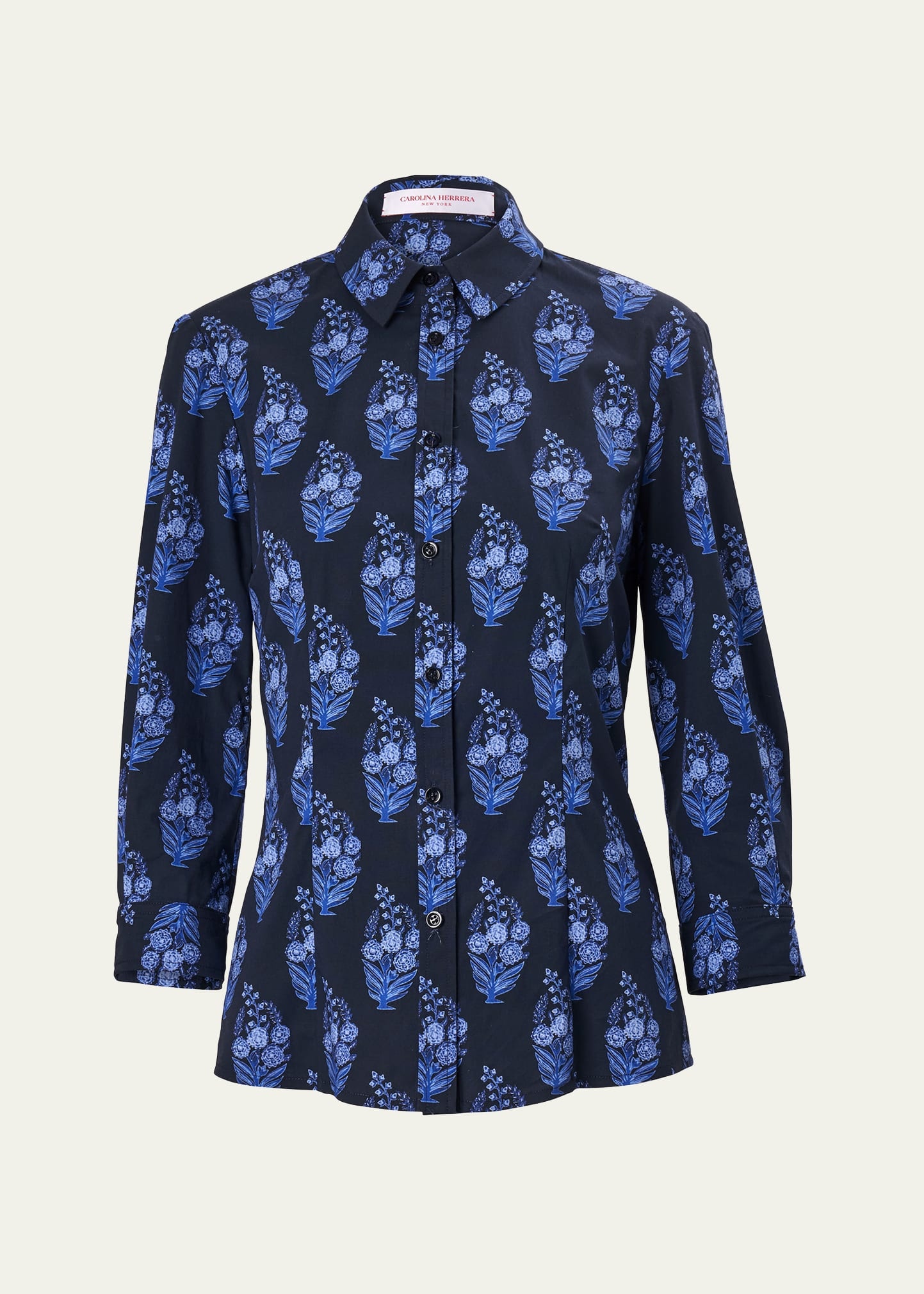 Bouquet-Print Button-Down Icon Blouse - 1