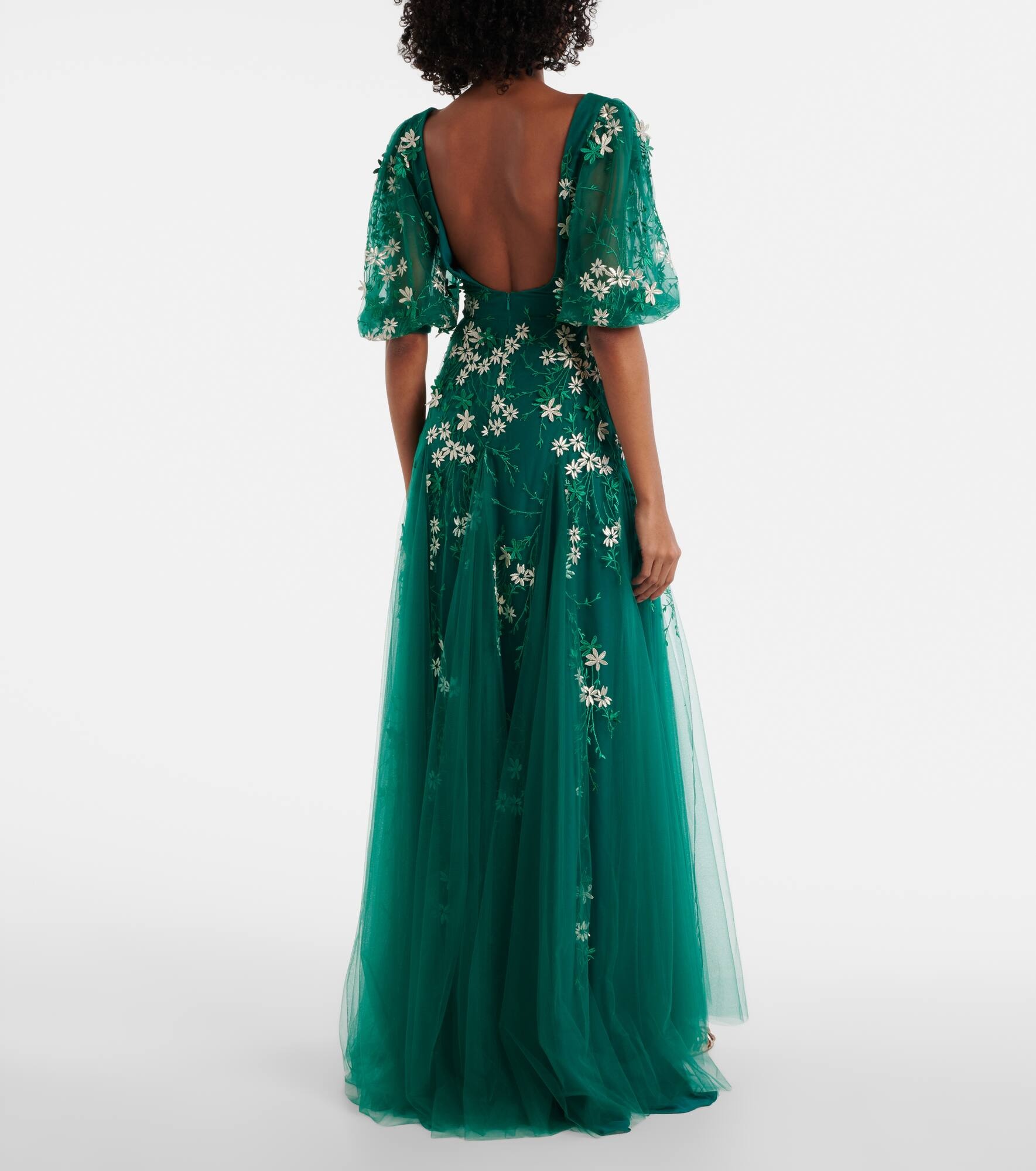 Floral-appliqué tulle and lurex® gown - 3