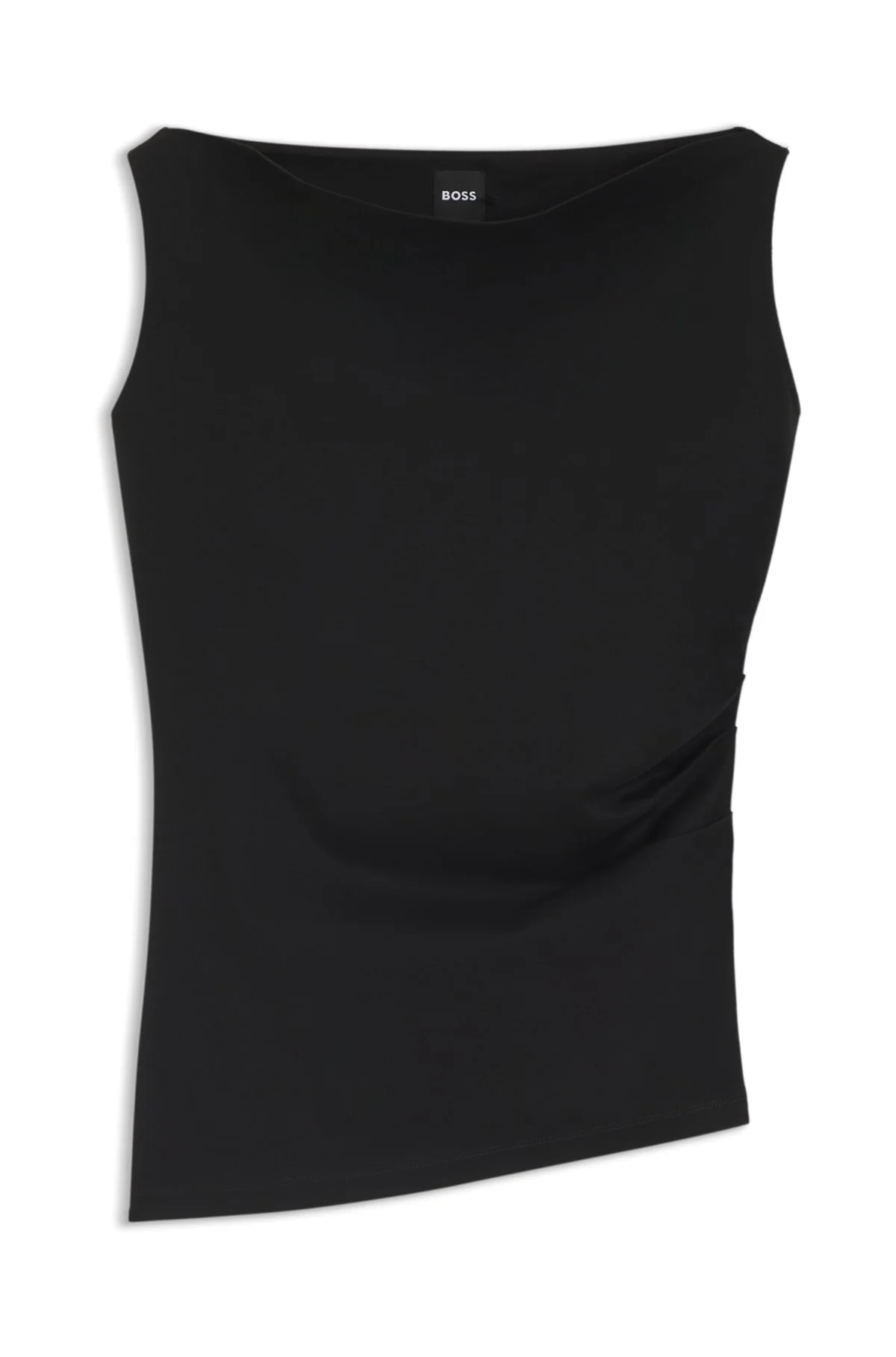 COWL-NECK ASYMMETRIC TOP IN MERCERIZED COTTON - 1