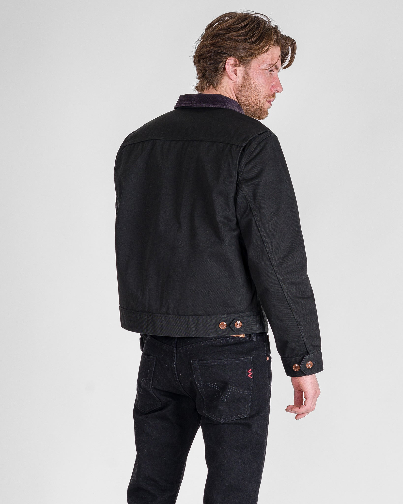 IHJ-144-BLK 12oz Kurashikizome® Twill Work Jacket - Black - 3