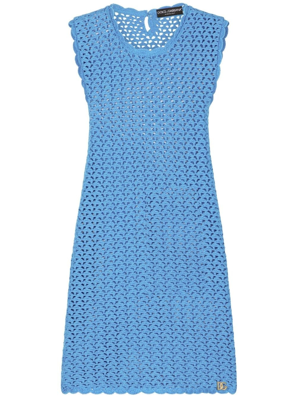 sleeveless crochet-knit minidress - 1