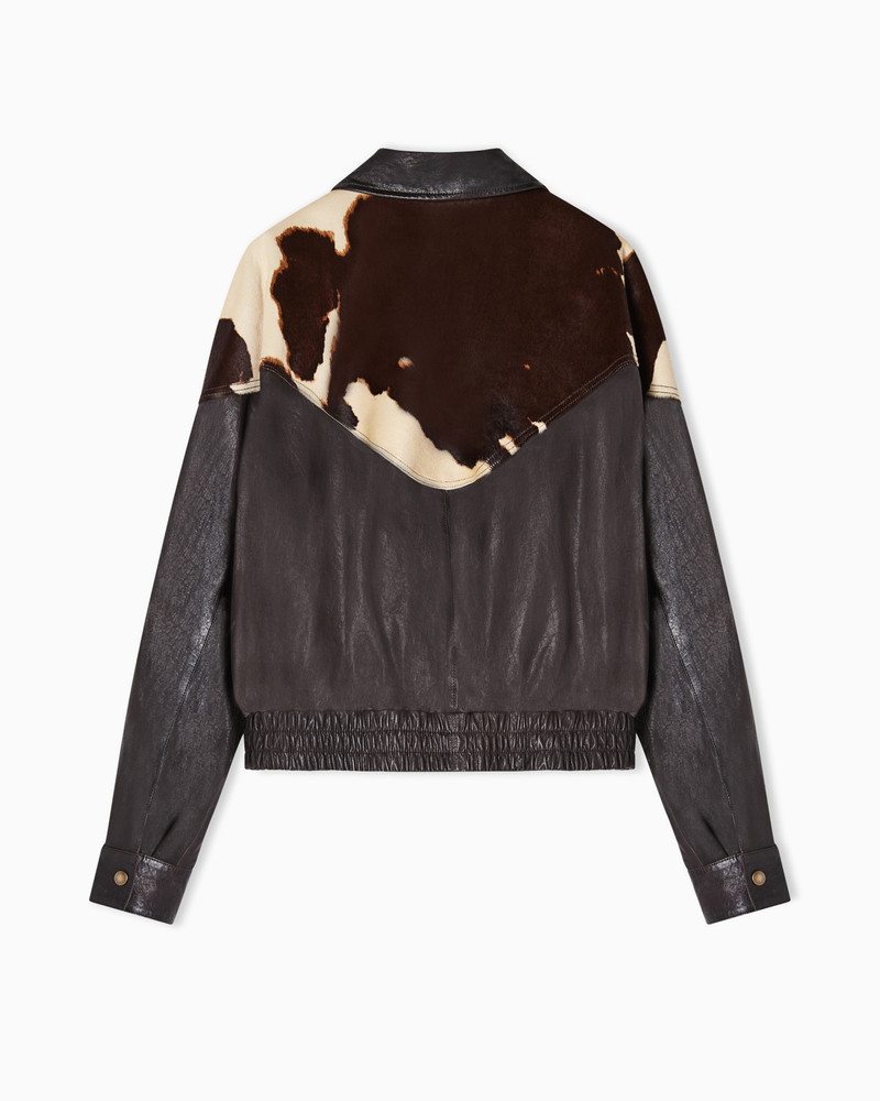BLOUSON JACKET IN WASHED, VEGETABLE-TANNED NAPPA LEATHER WITH A PONYSKIN-EFFECT INSERT 3