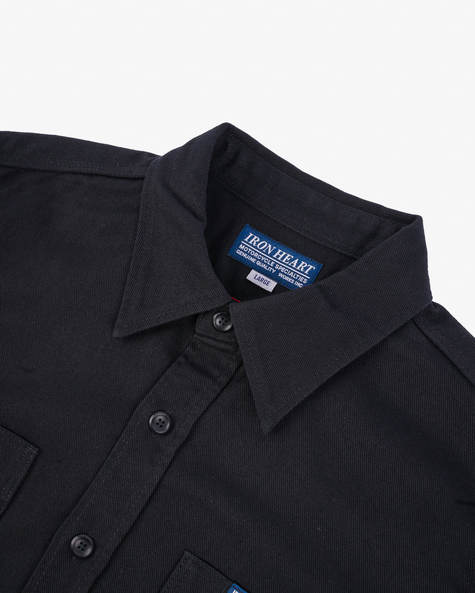 IHSH-414-BLK 9oz Cotton Linen Work Shirt - Black - 4