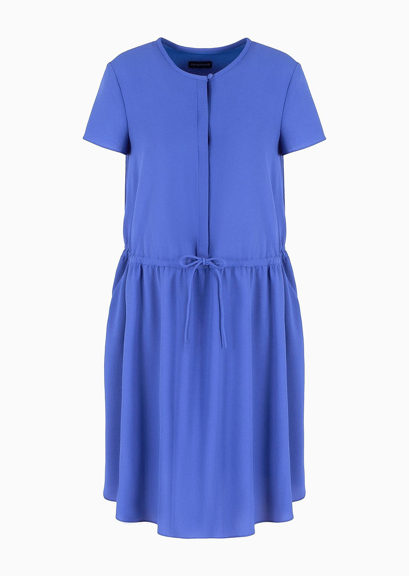 Armure crêpe short-sleeved dress with drawstring 1