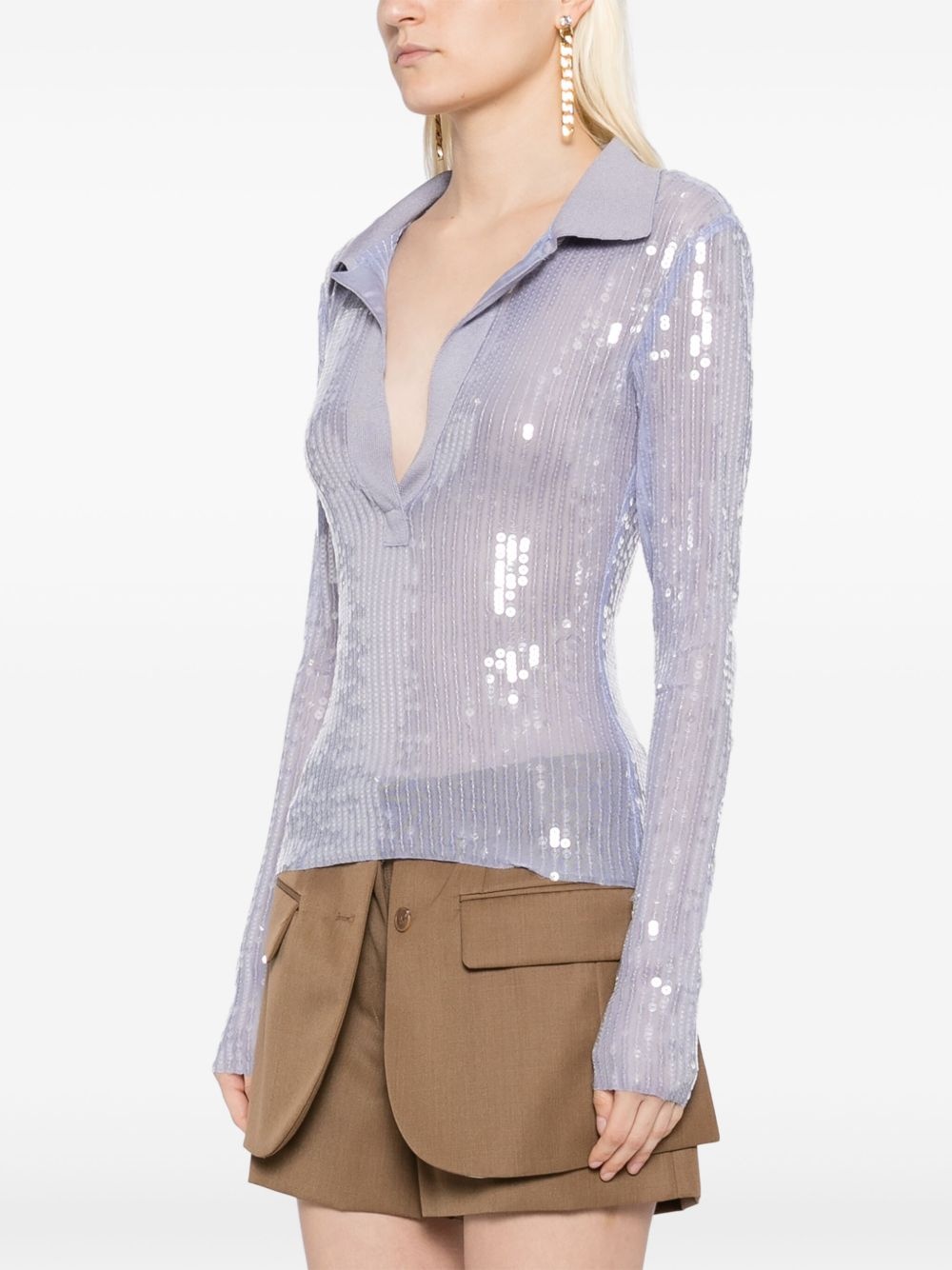 sequin-embellished mesh top - 3