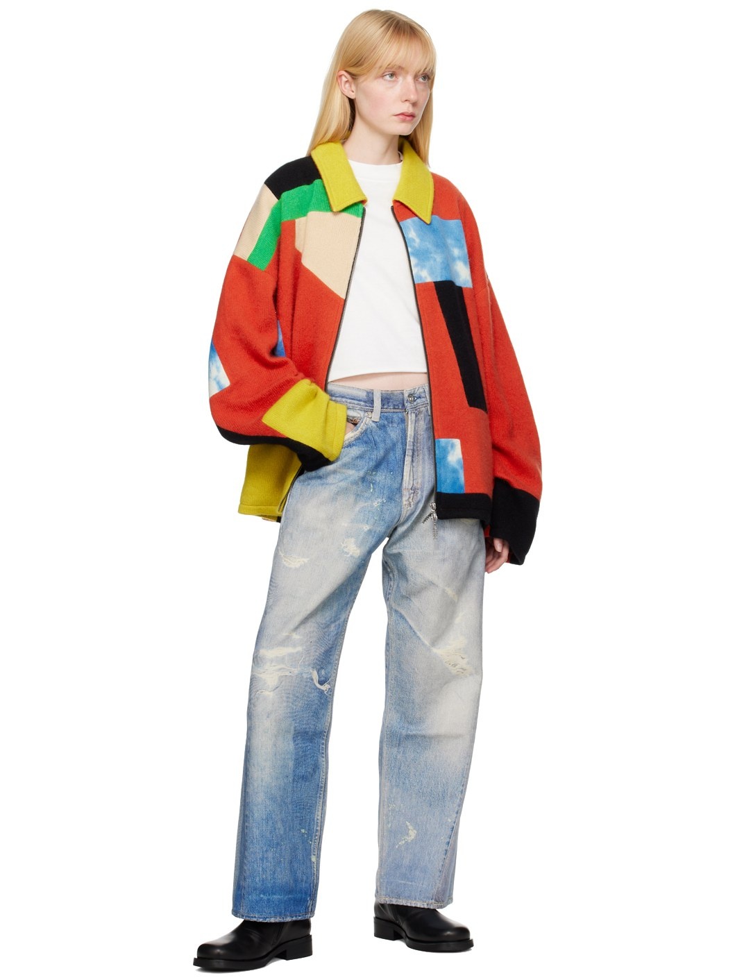 SSENSE XX Multicolor Patchwork Cashmere Jacket - 4