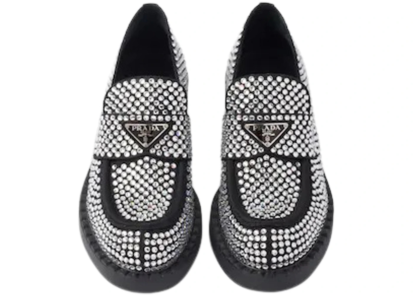 Prada 50mm Crystal Loafer Black Satin - 3