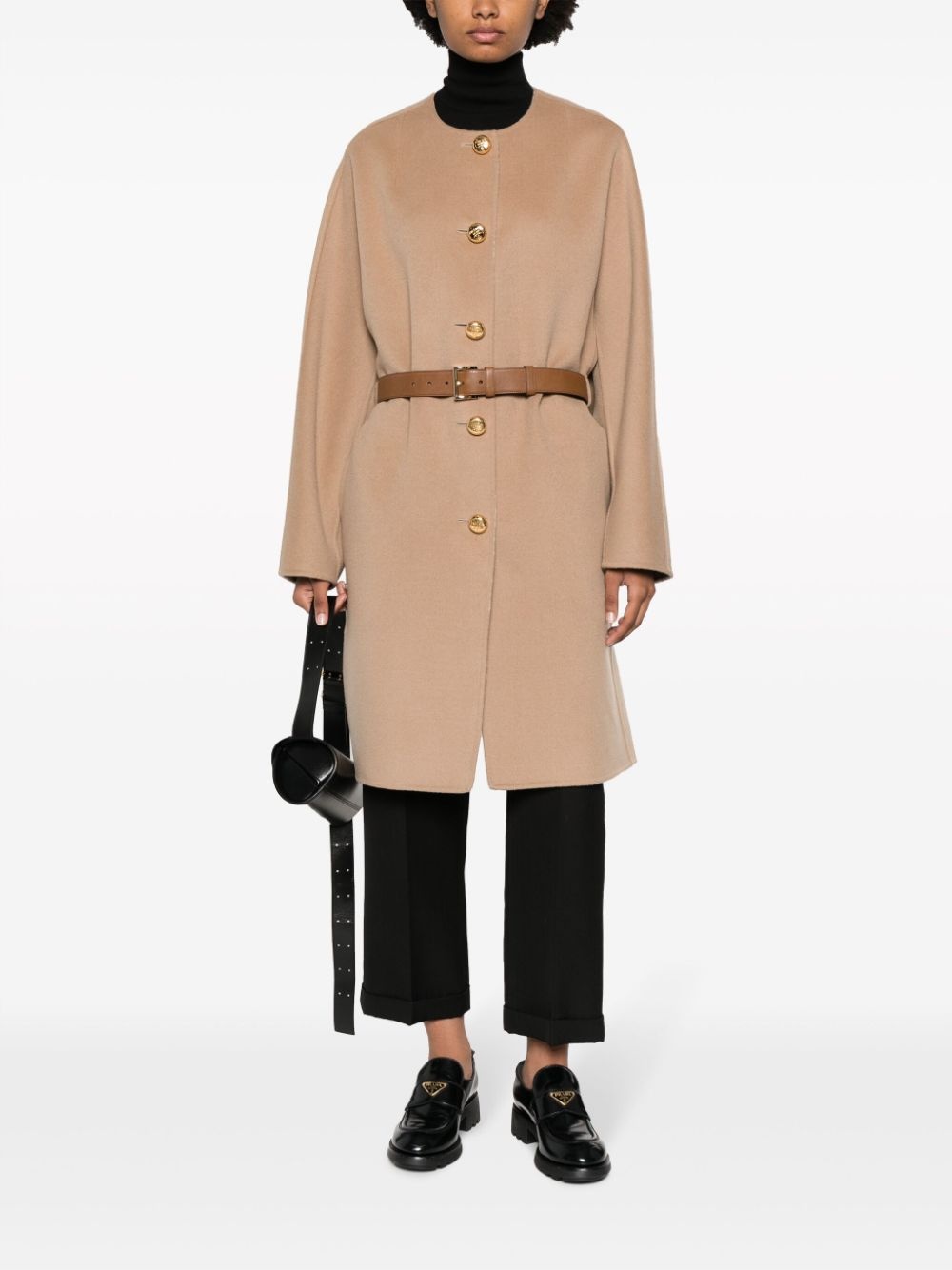 single-breasted belted coat - 2