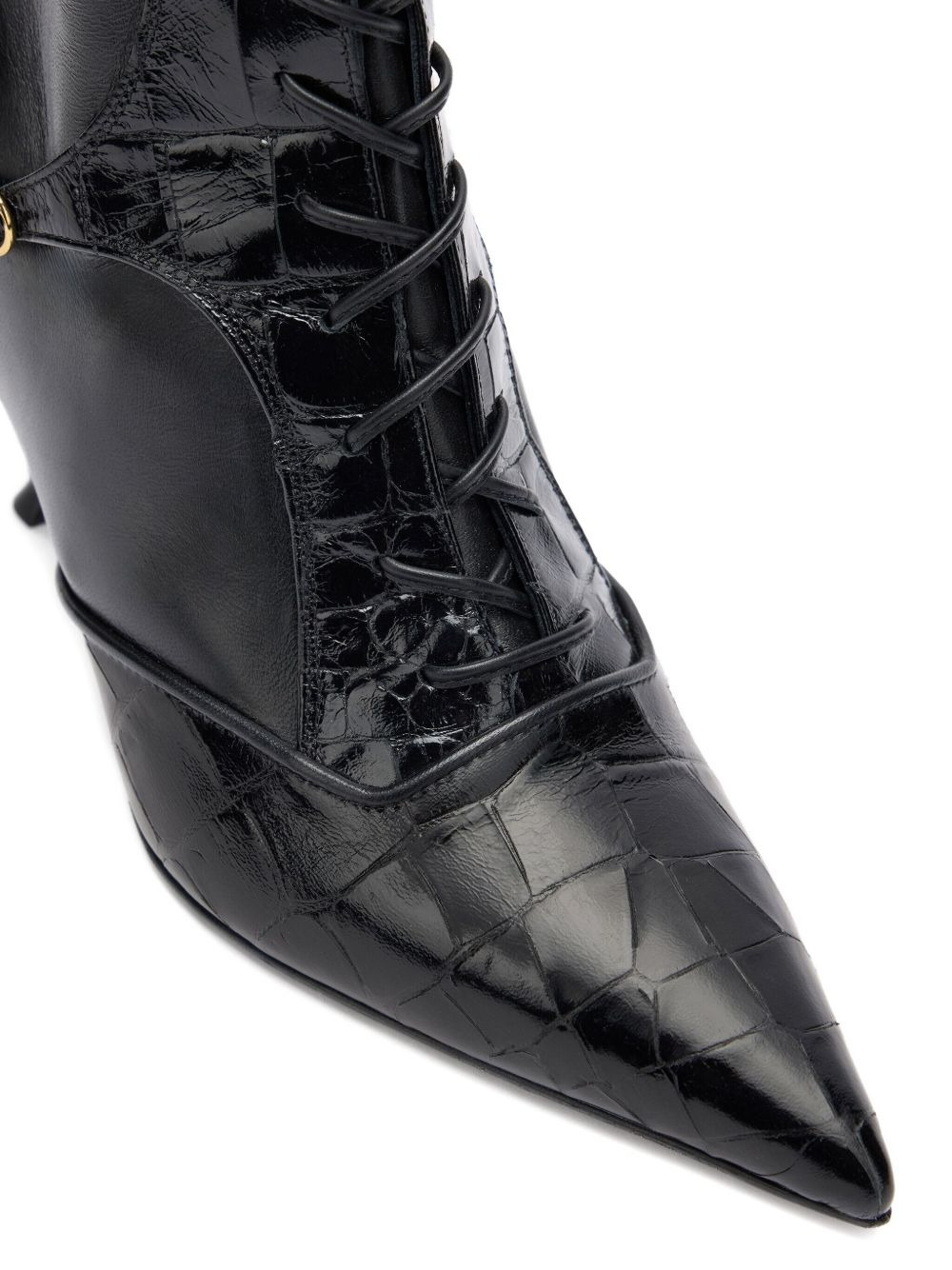 lace-up crocodile-effect ankle boots - 5