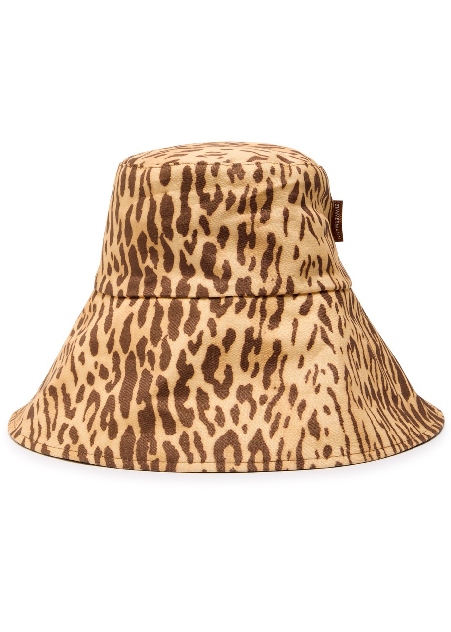 Zimmermann Reversible Printed Linen Bucket hat - 2