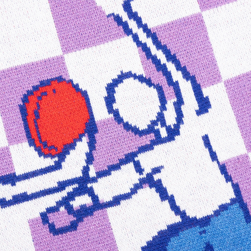 CHECKERED SOCCER SWEATER - PURPLE - 3