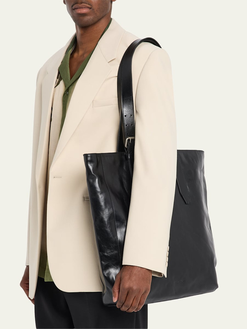 Dries Van Noten Men's Leather Messenger Bag with Shoulder Strap outlook